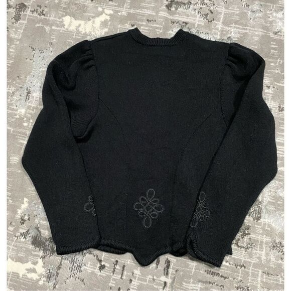 Size L/12/42, black vintage Astrifa 100% wool cardigan black rose style buttons. - Picture 2 of 13